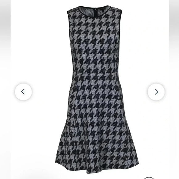 Theory Nikay Dress Black Gray Sleeveless Houndstooth Porter Check - Picture 3 of 8
